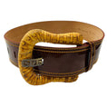 Load image into Gallery viewer, Fendi Brown Genuine Patent Leather Wide Cinch Corset Waist Belt with Chunky Wicker Buckle