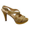 Load image into Gallery viewer, Prada Beige Leather Cork Heel Sandals with Stitching Detail