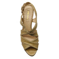 Load image into Gallery viewer, Prada Beige Leather Cork Heel Sandals with Stitching Detail