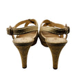 Load image into Gallery viewer, Prada Beige Leather Cork Heel Sandals with Stitching Detail