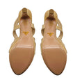 Load image into Gallery viewer, Prada Beige Leather Cork Heel Sandals with Stitching Detail