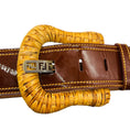 Load image into Gallery viewer, Fendi Brown Genuine Patent Leather Wide Cinch Corset Waist Belt with Chunky Wicker Buckle