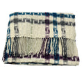 Load image into Gallery viewer, Burberry Ivory / Blue / Purple Fringed Plaid Merino Wool and Cashmere Long Scarf