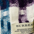 Load image into Gallery viewer, Burberry Ivory / Blue / Purple Fringed Plaid Merino Wool and Cashmere Long Scarf