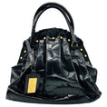 Load image into Gallery viewer, Valentino Black / Gold Hardware Studded Crocodile Skin Leather Satchel Handbag