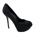 Load image into Gallery viewer, Sergio Rossi Black Embossed Leather Peep Toe Platform Pumps
