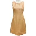 Load image into Gallery viewer, Akris Champagne Metallic Sleeveless Flared Silk Cocktail Dress