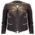 Load image into Gallery viewer, Chanel Brown Pearl Embellished Silk Lined Lambskin Leather Jacket