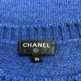 Load image into Gallery viewer, Chanel Blue Pearl Embellished Short Sleeved Cashmere Knit Sweater