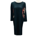 Load image into Gallery viewer, Dries Van Noten Black Three Quarter Sleeved Jersey Midi Dress with Printed Trim