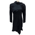Load image into Gallery viewer, Balenciaga Black 2020 Ruffled Long Sleeved Asymmetric Satin Dress