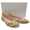 Load image into Gallery viewer, Manolo Blahnik Pink Multi Floral Mesh Verdino Verona Flats