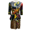 Load image into Gallery viewer, Roberto Cavalli Multicolor Paradise Found Print Peplum Satin Dress