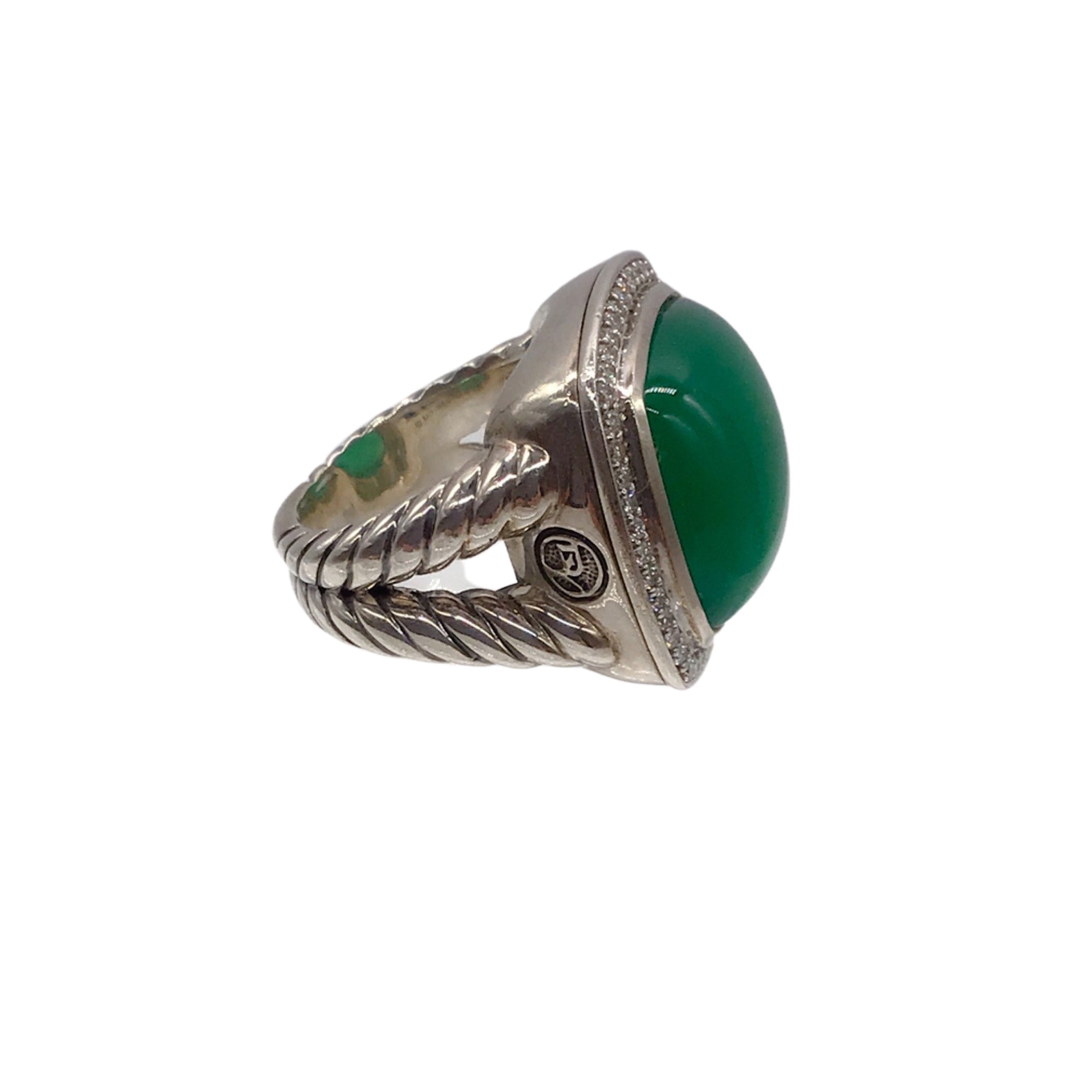 David Yurman Green Onyx Diamond Sterling Silver Albion Ring