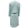 Load image into Gallery viewer, St. John Light Blue / Silver Metallic Knit Jacket and Dress Suit Set