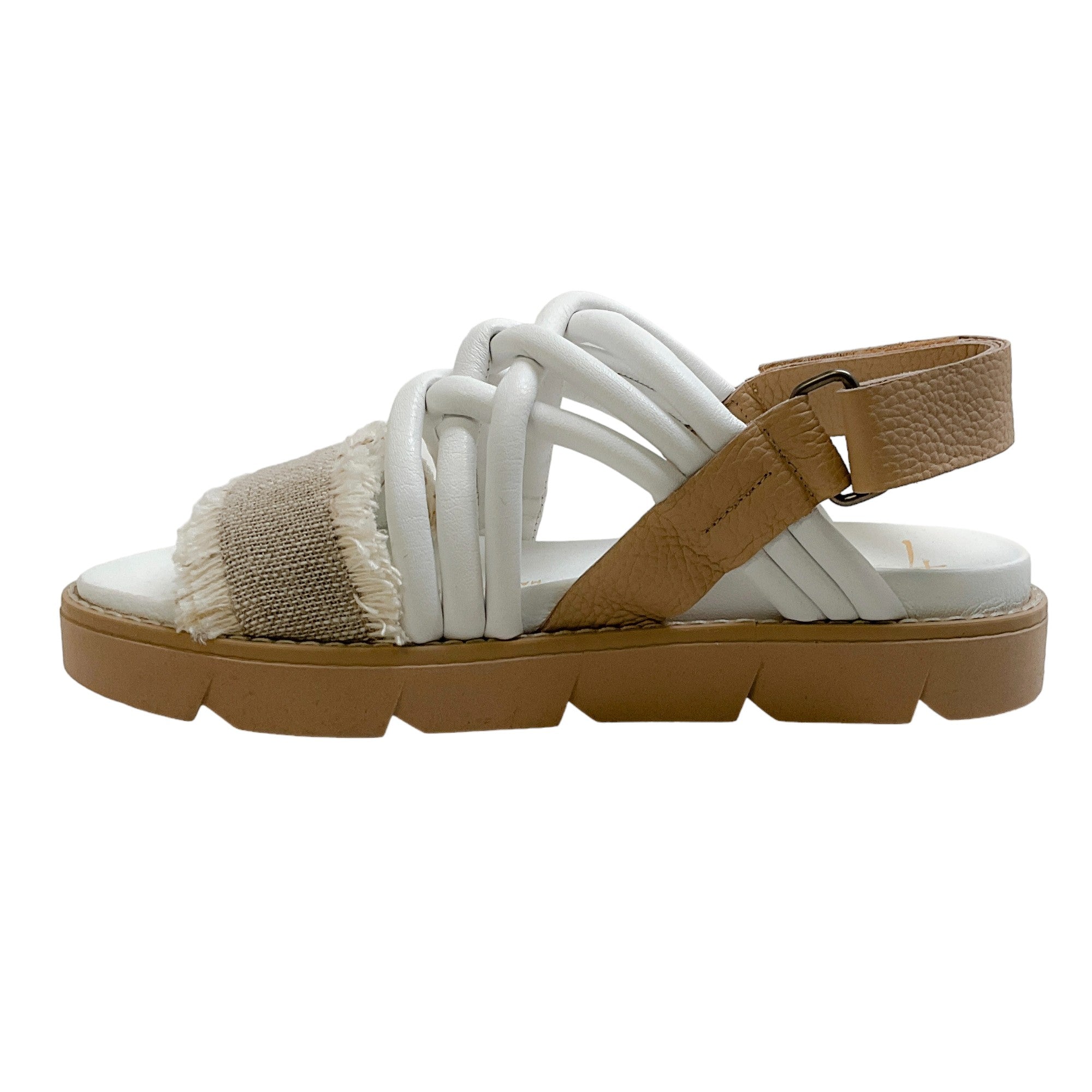 Henry Beguelin White / Beige Sabbia Intreccio Sandals