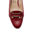 Load image into Gallery viewer, Salvatore Ferragamo Red / Gold Buckle Leather Loafer Pumps