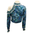 Load image into Gallery viewer, Zimmermann Blue Plisse Moncur Ruffle Neck Crop Top
