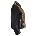 Load image into Gallery viewer, Zadig & Voltaire Black Multi Liya Leopard Patch Leather Biker Jacket