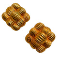 Load image into Gallery viewer, Fendi Vintage Gold Plated Basketweave Earrings