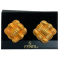 Load image into Gallery viewer, Fendi Vintage Gold Plated Basketweave Earrings