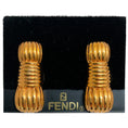 Load image into Gallery viewer, Fendi Vintage Gold Plated Ribbed Knot Earrings