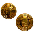 Load image into Gallery viewer, Fendi Vintage Gold Plated Round Logo Earrings