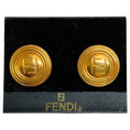 Load image into Gallery viewer, Fendi Vintage Gold Plated Round Logo Earrings