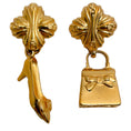 Load image into Gallery viewer, Fendi Vintage Gold Plated High Heel / Handbag Earrings