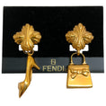 Load image into Gallery viewer, Fendi Vintage Gold Plated High Heel / Handbag Earrings
