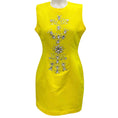 Load image into Gallery viewer, Cynthia Rowley Yellow Satin Gemstone Embellished Mini Dress