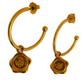 Load image into Gallery viewer, Fendi Vintage Gold Plated Hoop Charm Earrings