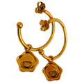 Load image into Gallery viewer, Fendi Vintage Gold Plated Hoop Charm Earrings