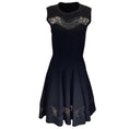 Load image into Gallery viewer, Alaia Black Lace Trimmed Sleeveless Flared Knit Dress
