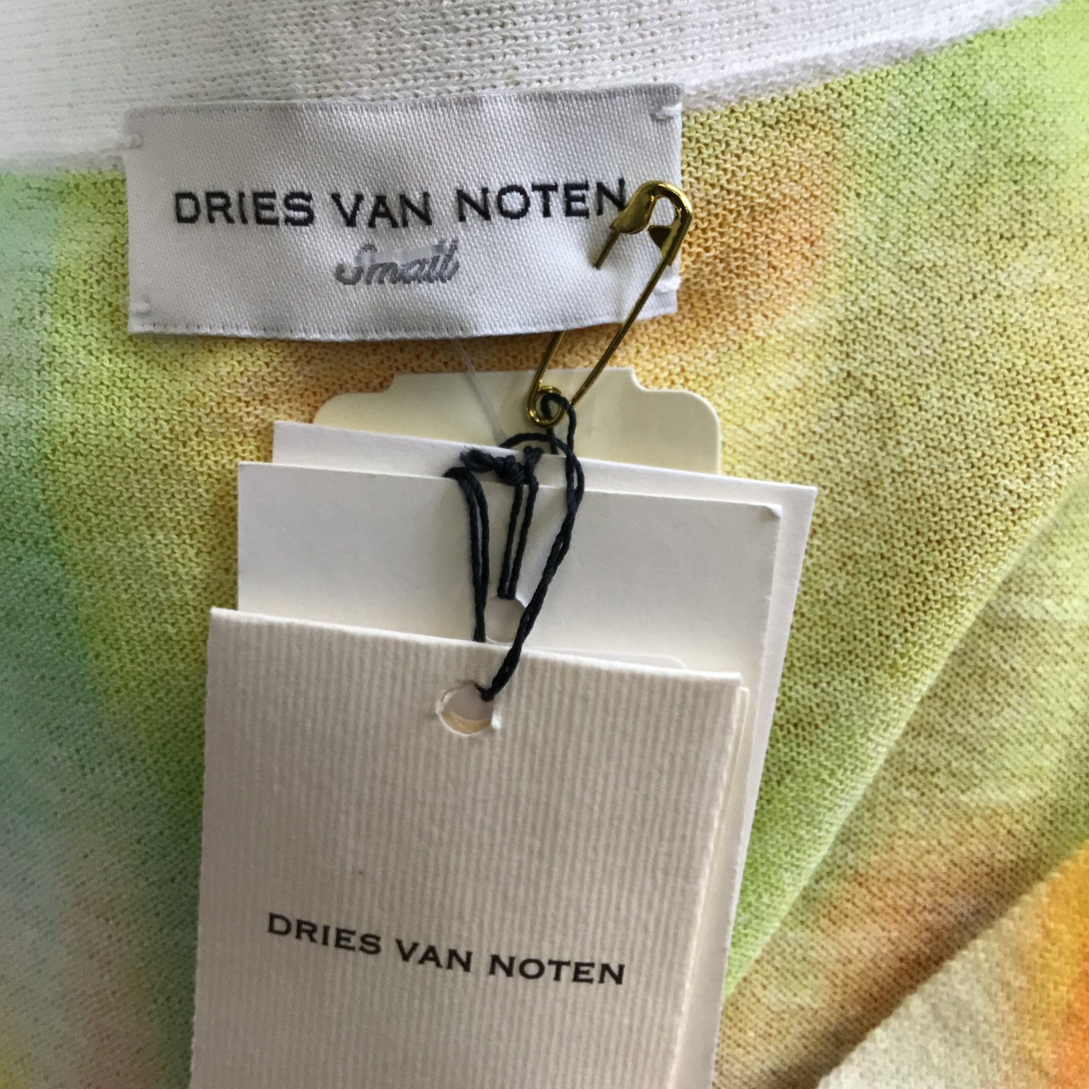 Dries Van Noten Neon Multi Jennefer Cardigan Sweater in Yellow