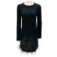 Load image into Gallery viewer, Michael Kors Collection Black Feather Embellished Hem Cashmere Knit Long Sleeved Dress