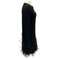 Load image into Gallery viewer, Michael Kors Collection Black Feather Embellished Hem Cashmere Knit Long Sleeved Dress