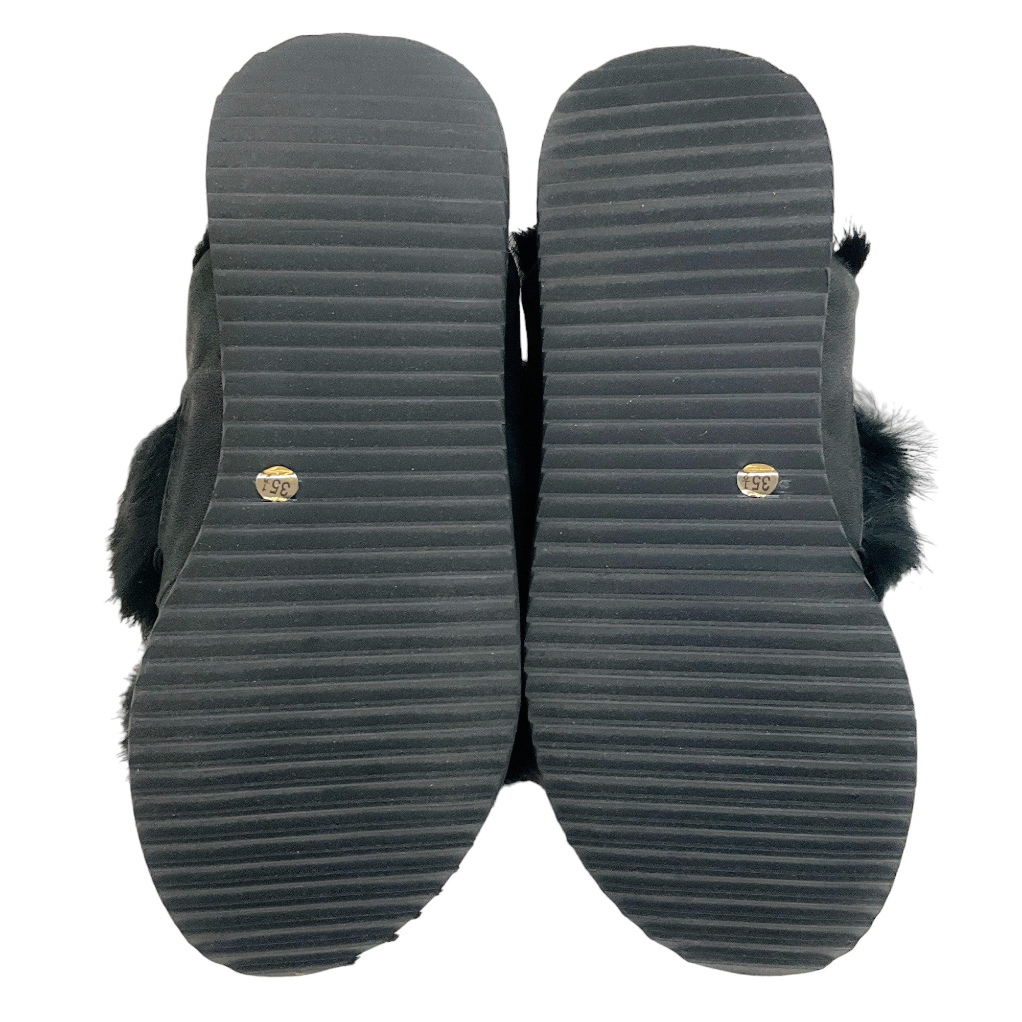 Henry Beguelin Black Fur Grattato Sandals