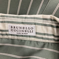 Load image into Gallery viewer, Brunello Cucinelli Green / Beige Striped Silk Shirt