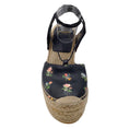 Load image into Gallery viewer, Saint Laurent Black Multi Floral Printed Leather Espadrille Wedge Shoes
