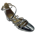 Load image into Gallery viewer, Jimmy Choo Silver Celestia 25MM Metallic Strappy Flats