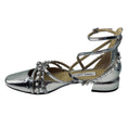 Load image into Gallery viewer, Jimmy Choo Silver Celestia 25MM Metallic Strappy Flats