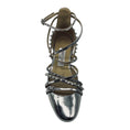 Load image into Gallery viewer, Jimmy Choo Silver Celestia 25MM Metallic Strappy Flats