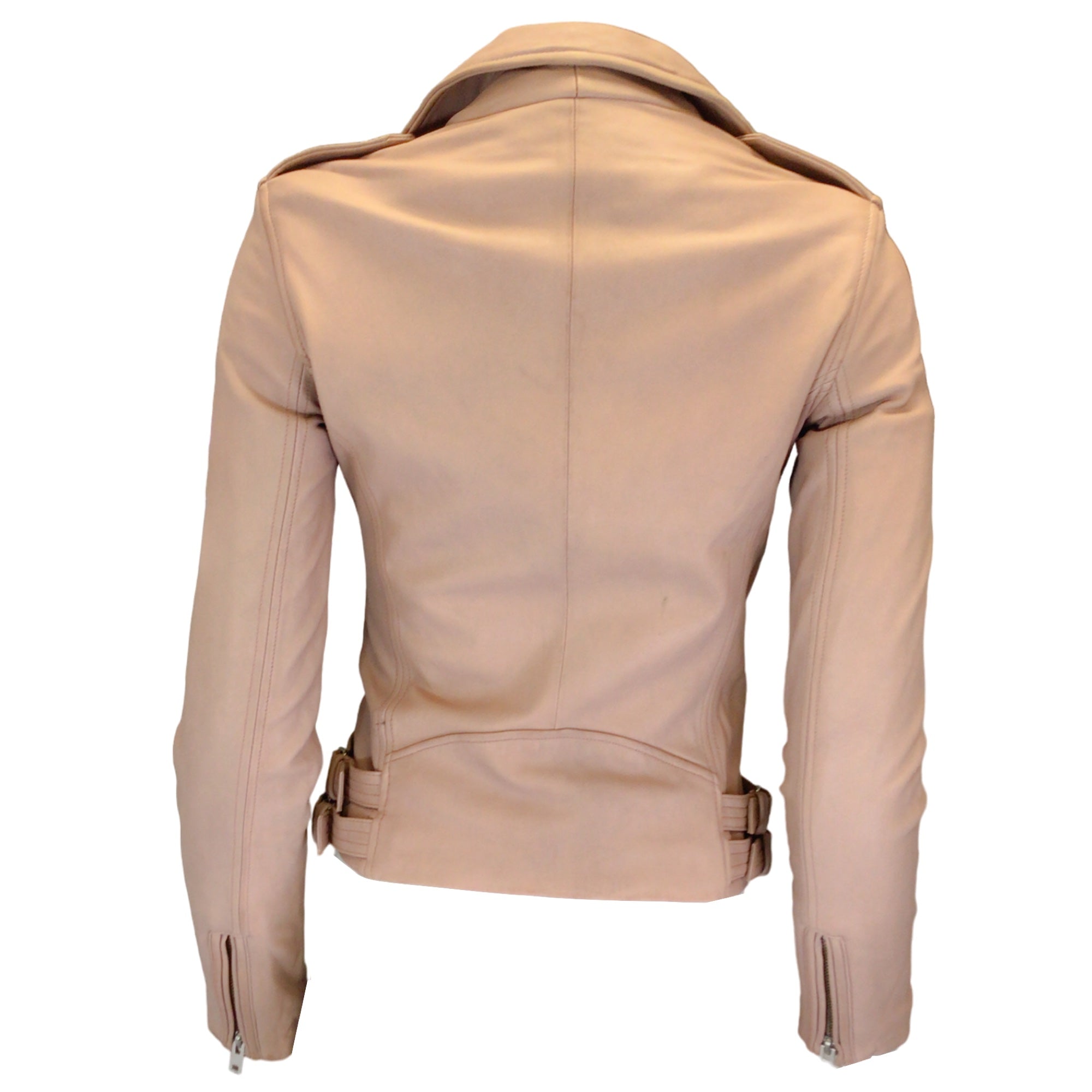 IRO Pink Han Moto Zip Lambskin Leather Jacket