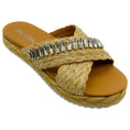 Load image into Gallery viewer, Prada Beige Raffia Crystal Embellished Slide Sandals