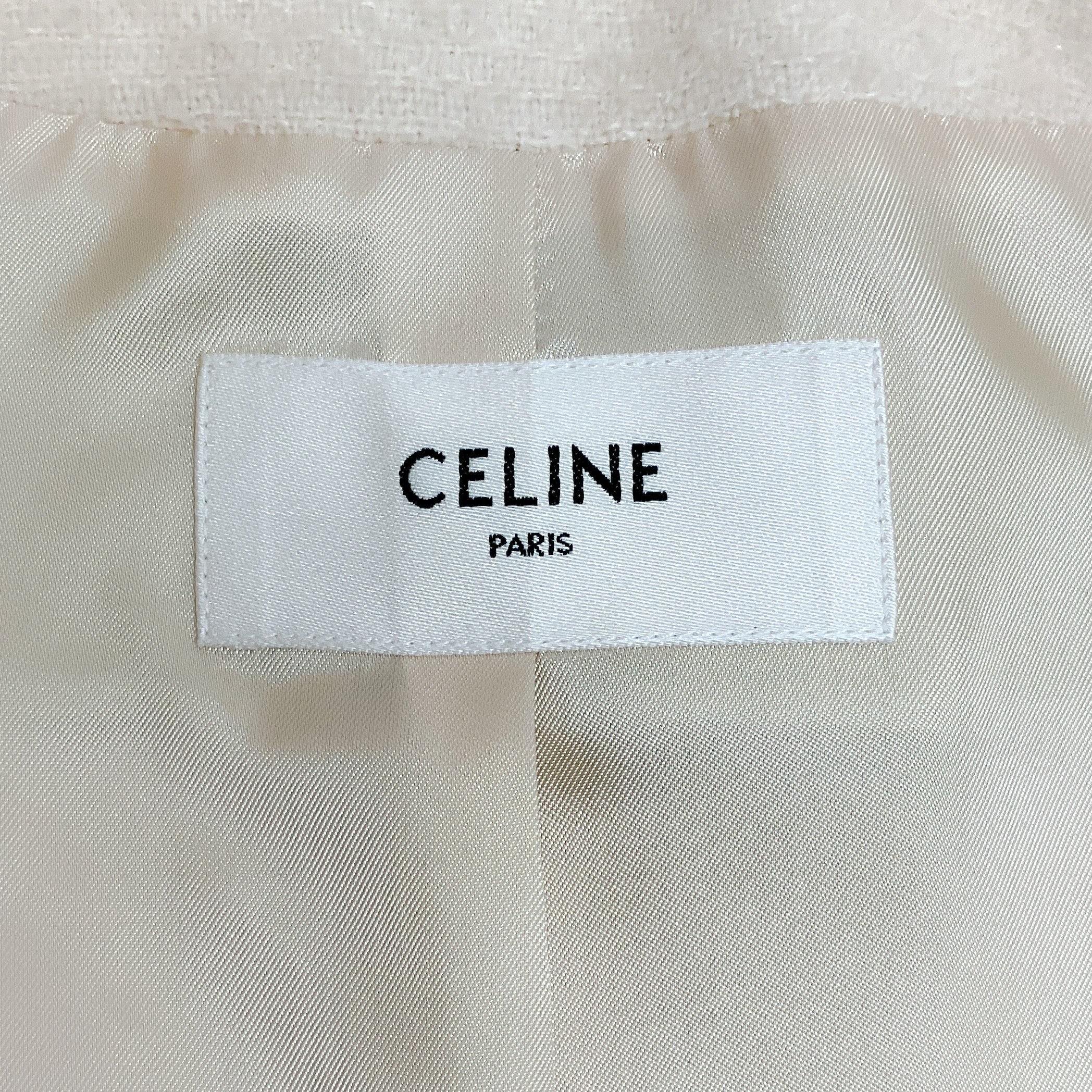 Celine Ivory Boucle Chasseur Jacket with Red Trim