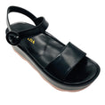 Load image into Gallery viewer, Prada Black / Light Pink Scalloped Sole Ankle Strap Leather Platform Sandals