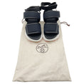 Load image into Gallery viewer, Hermes Black Leather 50mm Greek Two Strap Sandals
