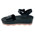 Load image into Gallery viewer, Prada Black / Light Pink Scalloped Sole Ankle Strap Leather Platform Sandals