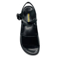 Load image into Gallery viewer, Prada Black / Light Pink Scalloped Sole Ankle Strap Leather Platform Sandals